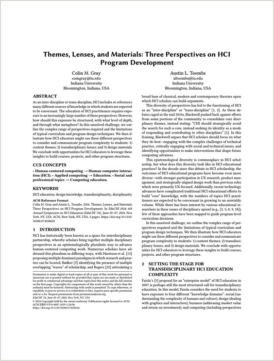 HCI and design education paper thumbnail